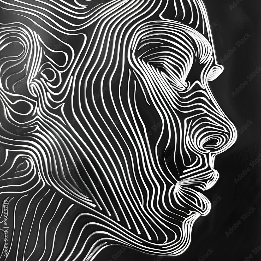 woman face and lines asmr graphics. woman face and lines asmr graphics.