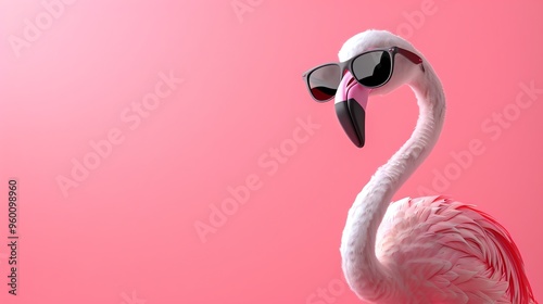 A cartoon flamingo with sunglasses.