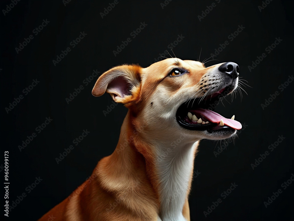 close up portrait of dog, studio light , natural black plain background close up portrait of dog, studio light , natural black plain background