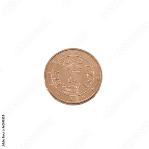 One Cent Euro Coin copper Close-Up detailed country