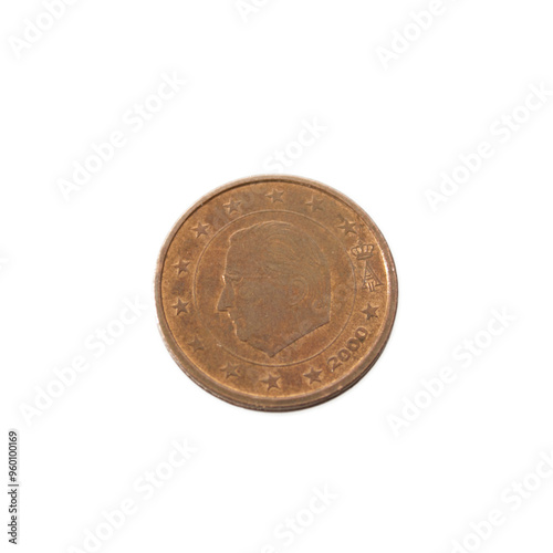 two Cent Euro Coin copper Close-Up detailed country