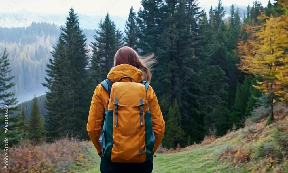 Woman Hiking in Mountains Woman Hiking in Mountains