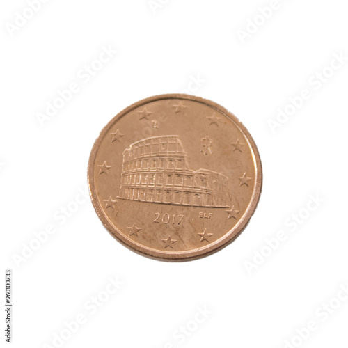 five Cent Euro Coin copper Close-Up detailed country