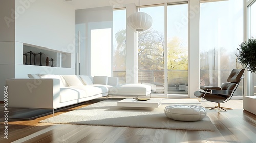 Sleek modern living room with minimalist furniture 