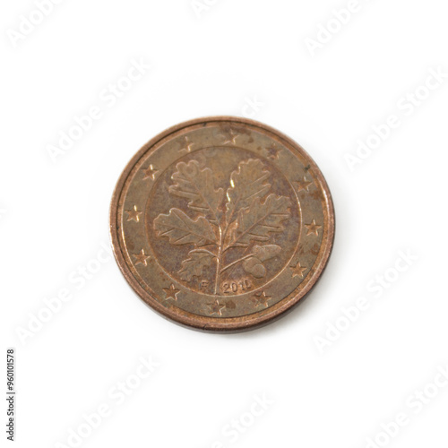 five Cent Euro Coin copper Close-Up detailed country