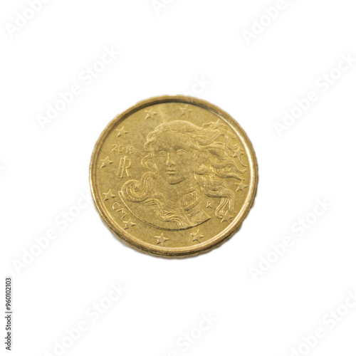 ten Cent Euro Coin gold Close-Up detailed country