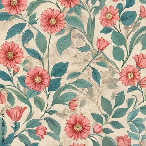 Wallpaper Mural seamless floral pattern Torontodigital.ca