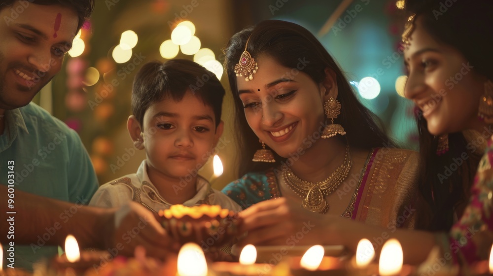 Family enjoying traditional Diwali sweets and snacks, Family enjoying traditional Diwali sweets and snacks,