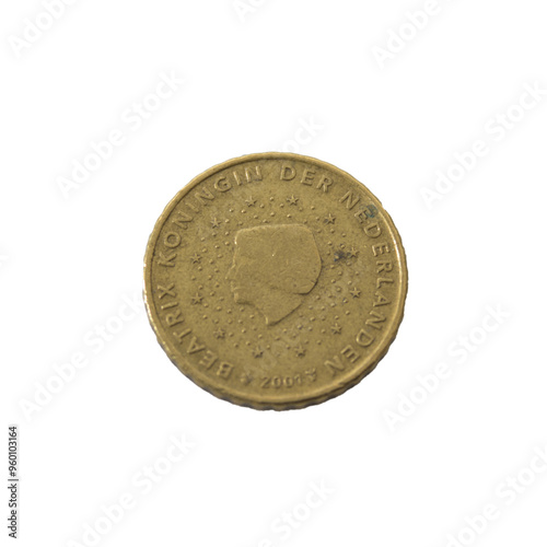 ten Cent Euro Coin gold Close-Up detailed country