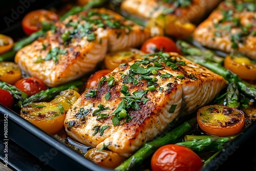 Photo: Roasted Salmon with Asparagus and Tomatoes - A Flavorful and Healthy Meal