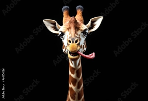 Wallpaper Mural Funny Animal Portrait: Giraffe with Tongue Out Torontodigital.ca