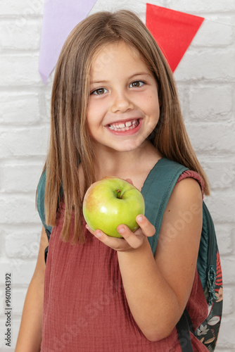 Girl  posing for the first day at school