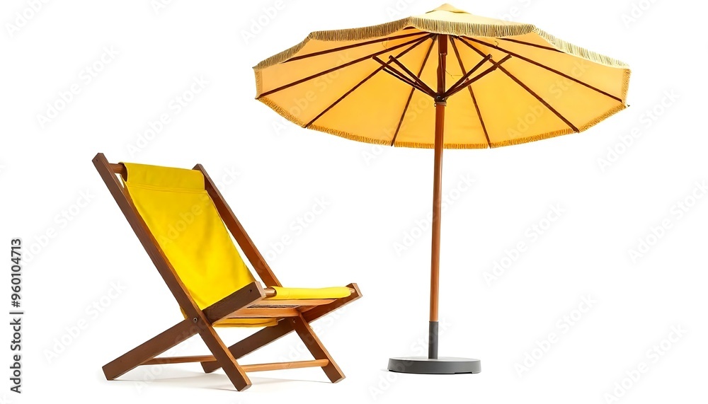 beach umbrella and deck chair isolated on a white background beach umbrella and deck chair isolated on a white background