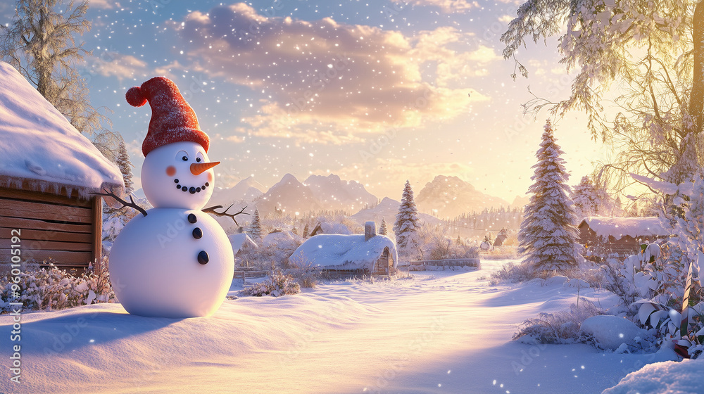 Obraz premium Christmas Snowman Background Wallpaper