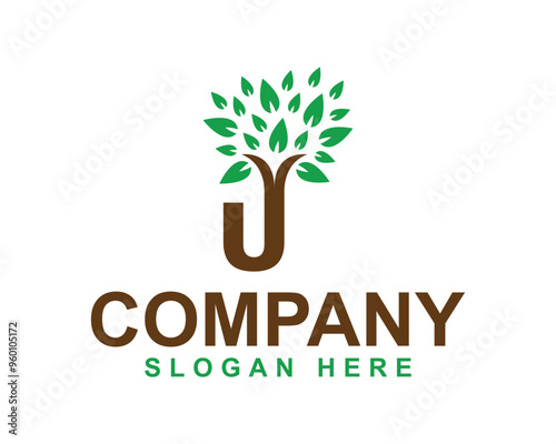 Letter U leaf logo icon symbol, letter U tree logo, eco friendly logo, Letter U eco leaf logo, abstract letter U modern logo, plants logo, eco friendly