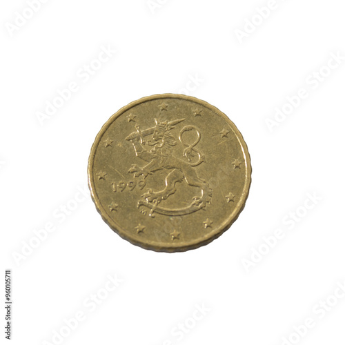 ten Cent Euro Coin gold Close-Up detailed country