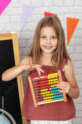 Girl  posing for the first day at school
