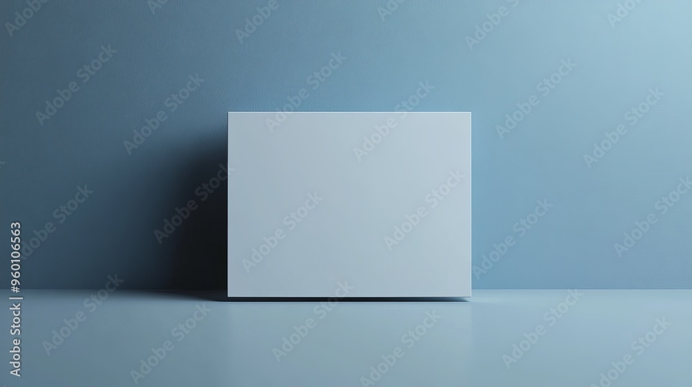 A white box is sitting on a blue wall A white box is sitting on a blue wall
