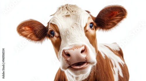 Obraz na płótnie 4h a photo of a smiling cow on a white background w salonie