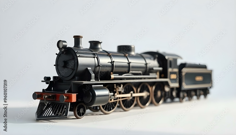 Obraz premium Steam train isolated on a white background