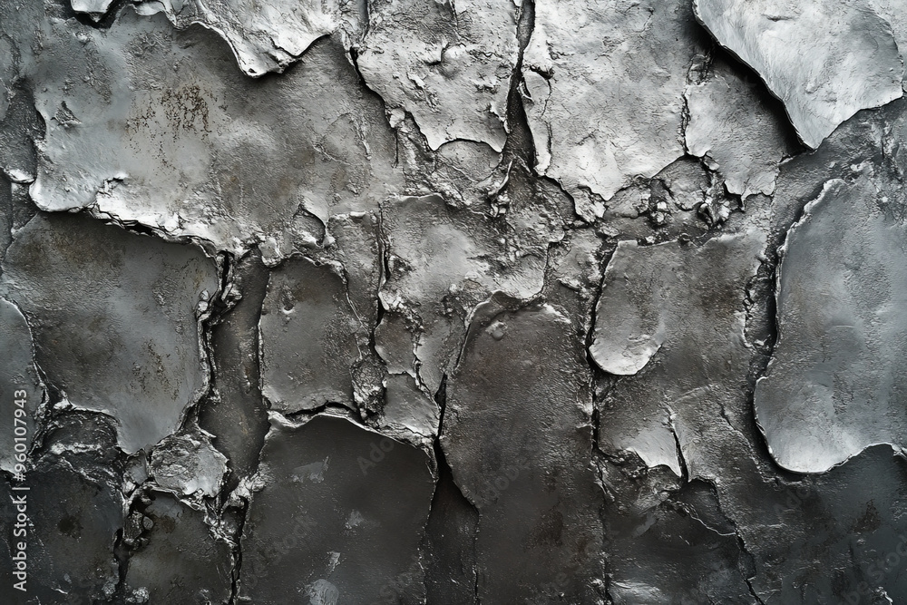 A silver textured surface with a heavily corroded appearance, showing deep pits and rough areas, adding a sense of extreme age and richness.