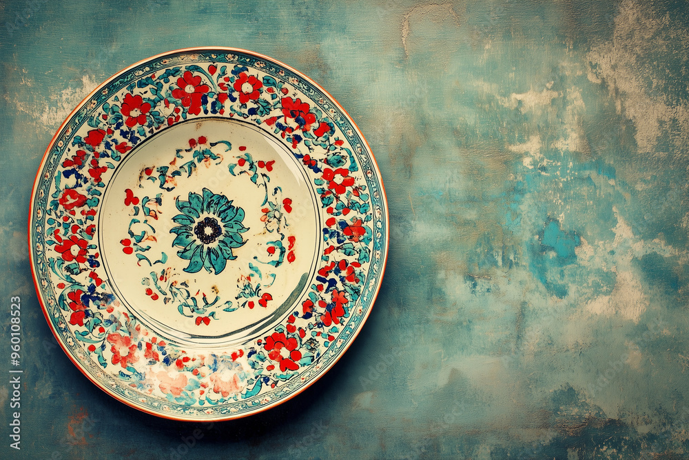 Fototapeta premium Antique plate with beautiful paint