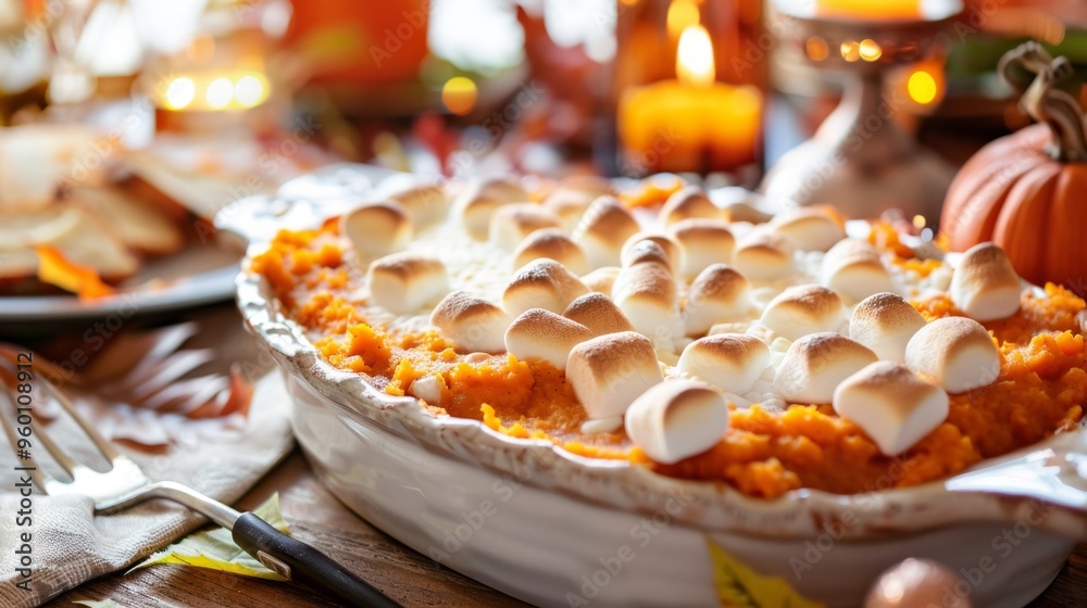 Sweet potato casserole with marshmallows on top, Sweet potato casserole with marshmallows on top,