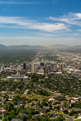 Sunny views of the Salt Lake Valley and Wasatch Range from atop Ensign Peak.