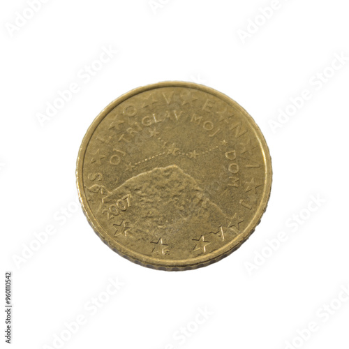 50 cent euro coin detailed shining gold closeup