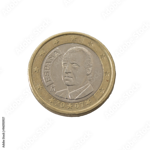 one euro coin detailed shining showing details colseup