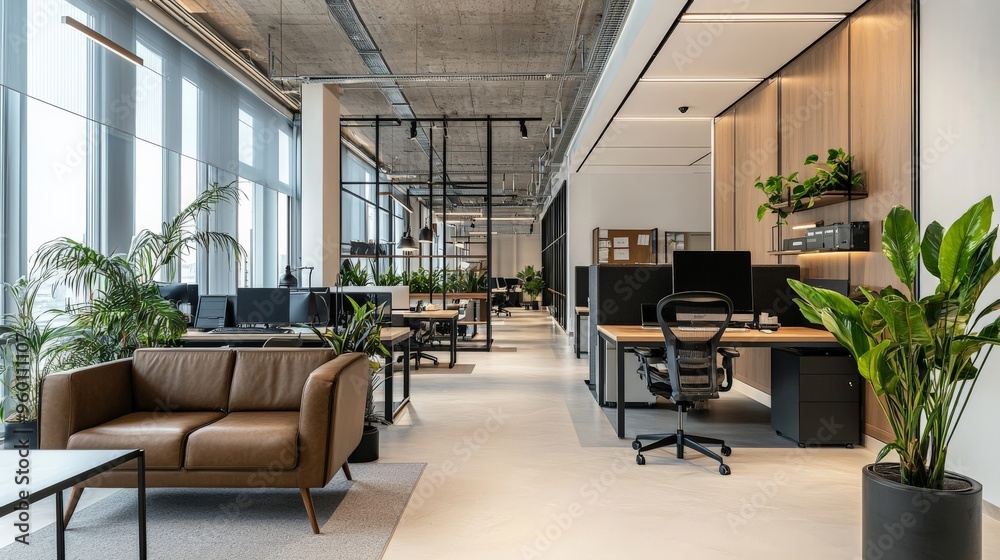 Functional office interior with smart storage solutions and clean lines Functional office interior with smart storage solutions and clean lines