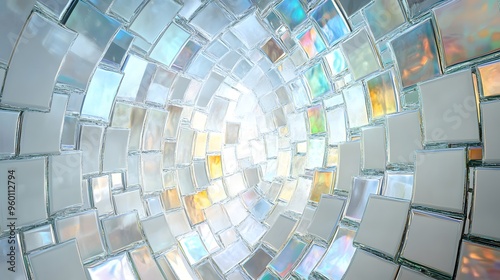 Abstract Pattern of Glass Tiles with Iridescent Reflections photo