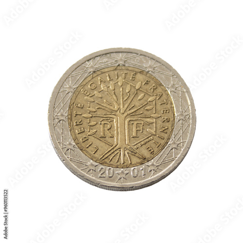two euro coin detailed shining showing details colseup