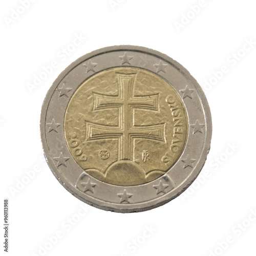 two euro coin detailed shining showing details colseup photo