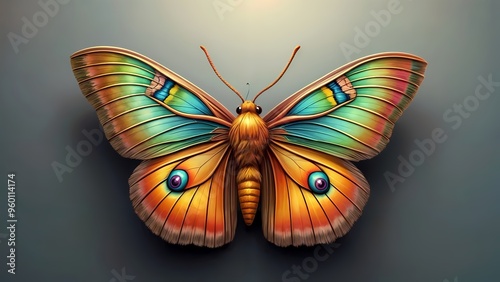 Madagascan Sunset Moth (Chrysiridia rhipheus) with Vibrant Wing Colors photo