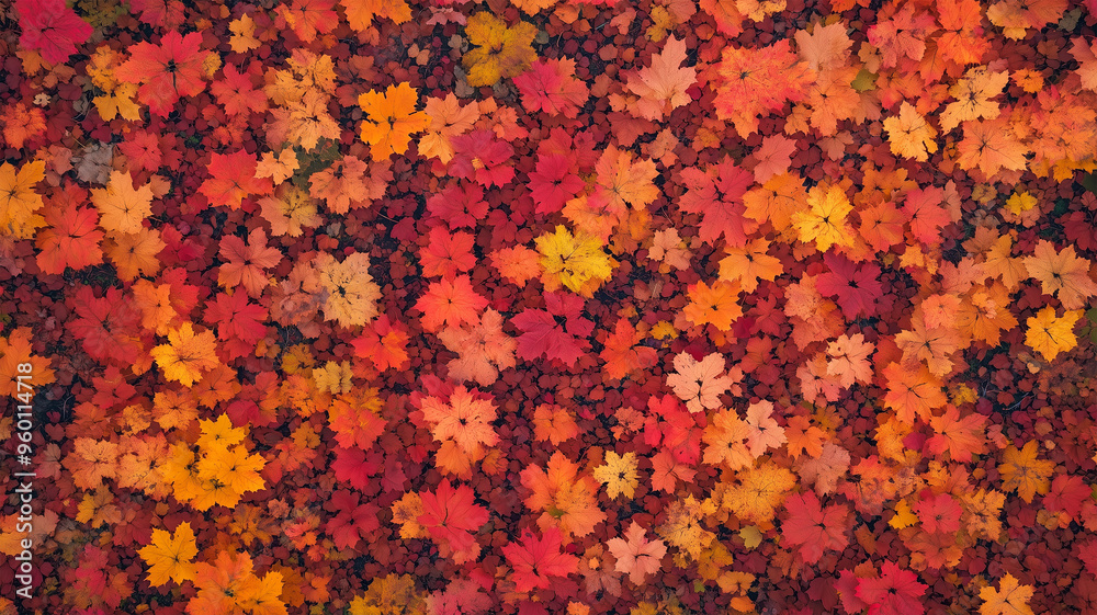 森林を覆う紅葉の空撮 森林を覆う紅葉の空撮