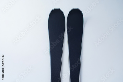 Pair of Skis Isolated on Pure White Surface