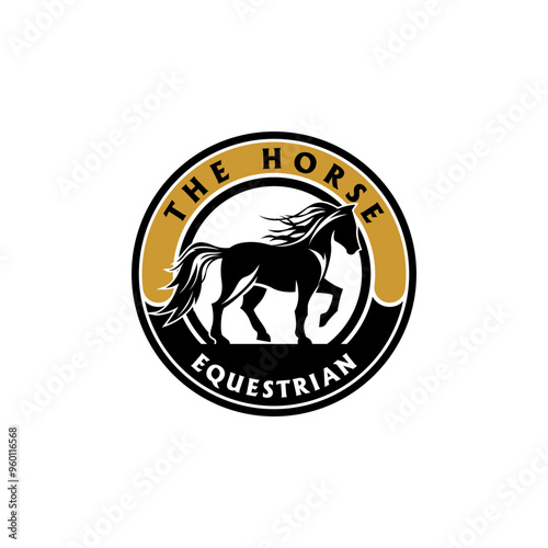 Badge Emblem Jockey Horse Racing Equestrian Equine Racing Sport Logo Template Vector photo