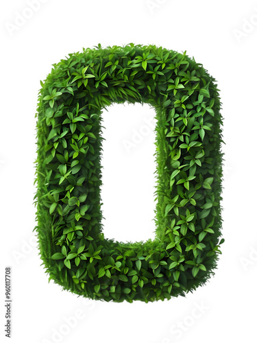 Shrubs Trimmed into Alphabet Letters Isolated on Transparent Background