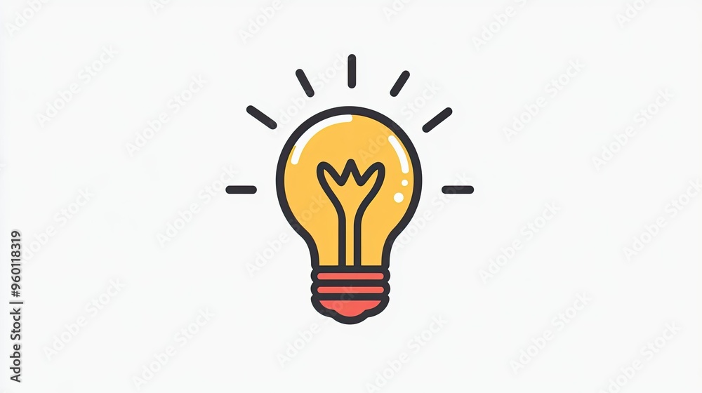 Line icon of a lightbulb, symbolizing ideas and creativity, with a simple, modern style. Line icon of a lightbulb, symbolizing ideas and creativity, with a simple, modern style.