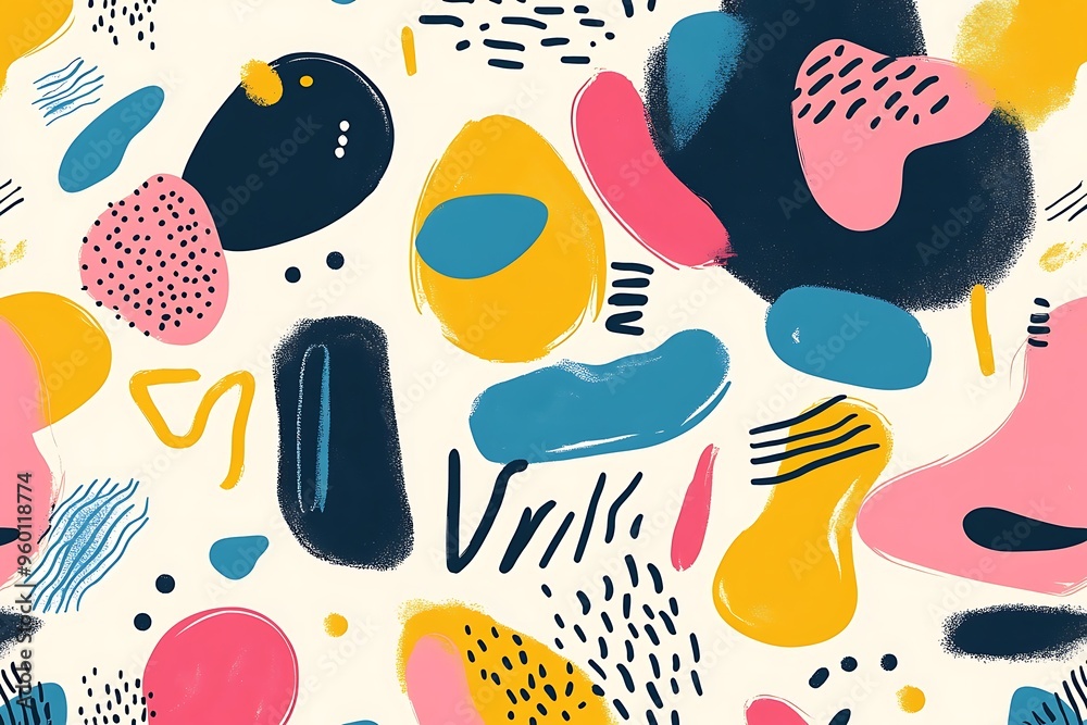 Abstract Pattern of Colorful Irregular Shapes and Lines Abstract Pattern of Colorful Irregular Shapes and Lines
