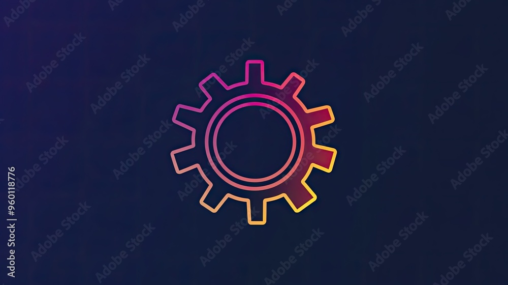 Naklejka premium Minimalist icon of a gear, representing settings and technology, in a simple, modern style.