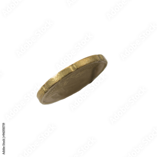 euro coin side view isolated in white
