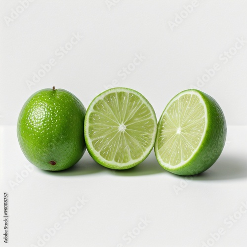 Fresh Limes on White Background
