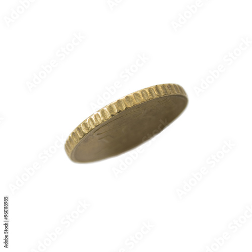 euro coin side view isolated in white