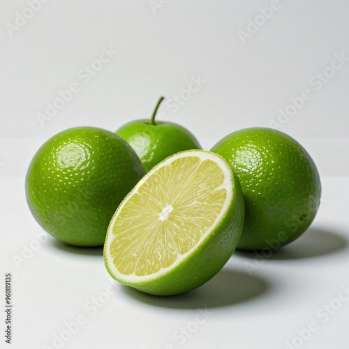 Fresh Limes on White Background
