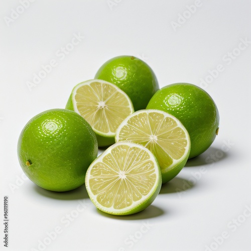 Fresh Limes on White Background