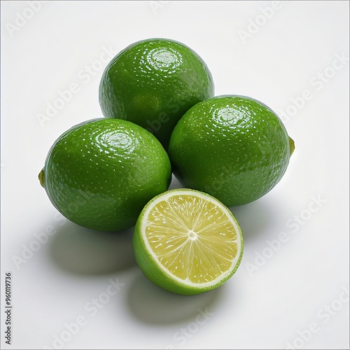 Fresh Limes on White Background