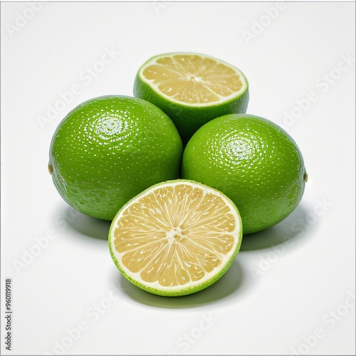 Fresh Limes on White Background