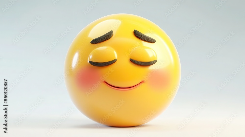 A 3D cartoon emoji with a blushing face and a shy smile, showing embarrassment or shyness, on a white background A 3D cartoon emoji with a blushing face and a shy smile, showing embarrassment or shyness, on a white background